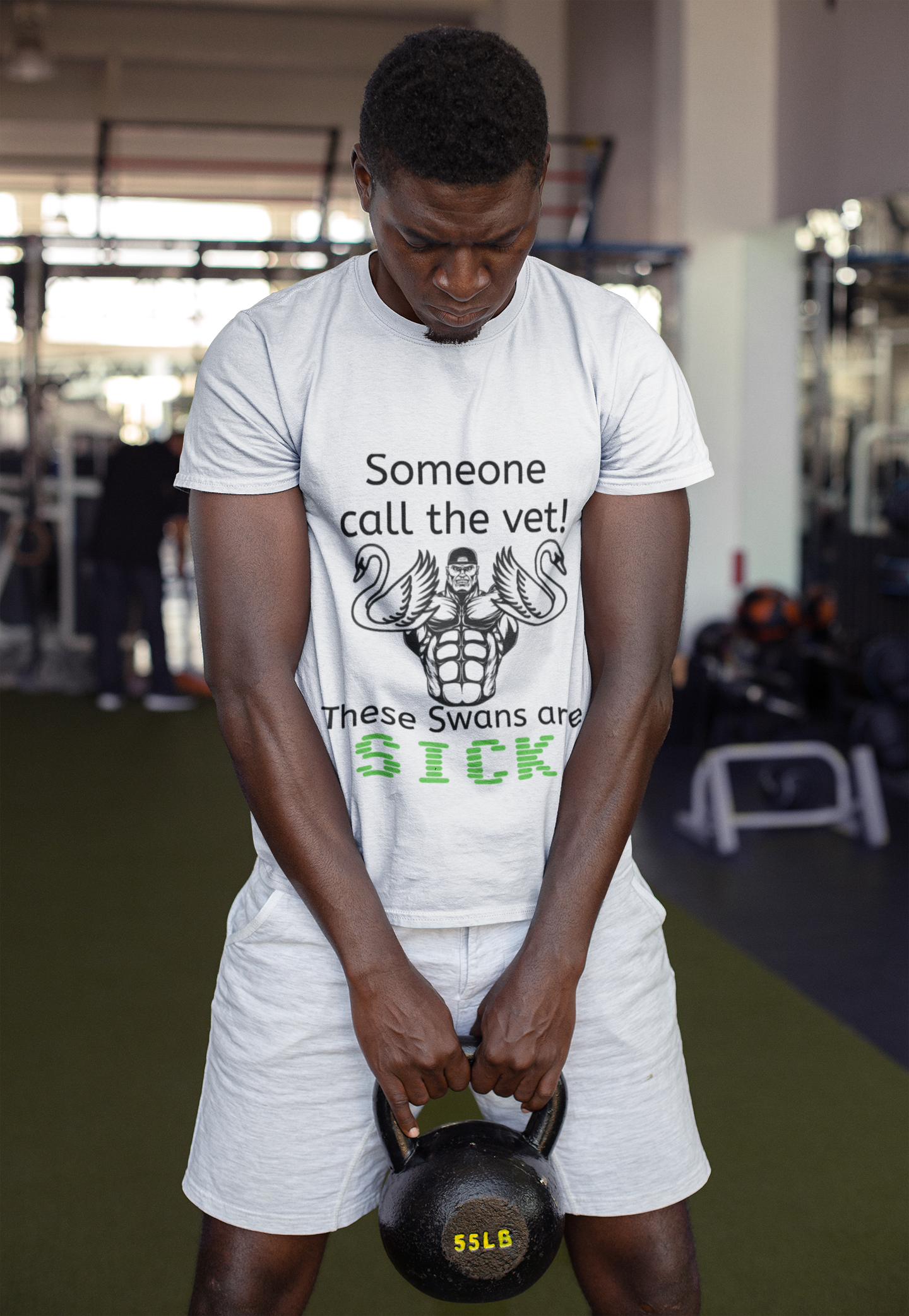 Funny Gym T-Shirt with Swans